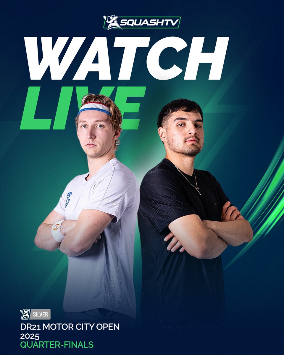 PSASquashTour's tweet photo. It's quarter-finals time in Detroit 🇺🇸 🤩

Watch Court 3️⃣ action from the DR21 Motor City Open 2025 LIVE on @SquashTV ⤵️
https://t.co/giozNvVsKT

#MotorCityOpen https://t.co/YAAIJJ62vU