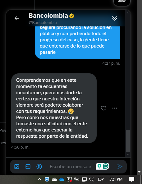 ipedrosa12's tweet photo. @Bancolombia Varias horas después, recibo respuesta de que como realicé el reclamo con la @sicsuper, ahora me toca esperar. Esto se entenderá como que @bancolombia no va a hacer nada por ahora? https://t.co/57JYKdsgVp