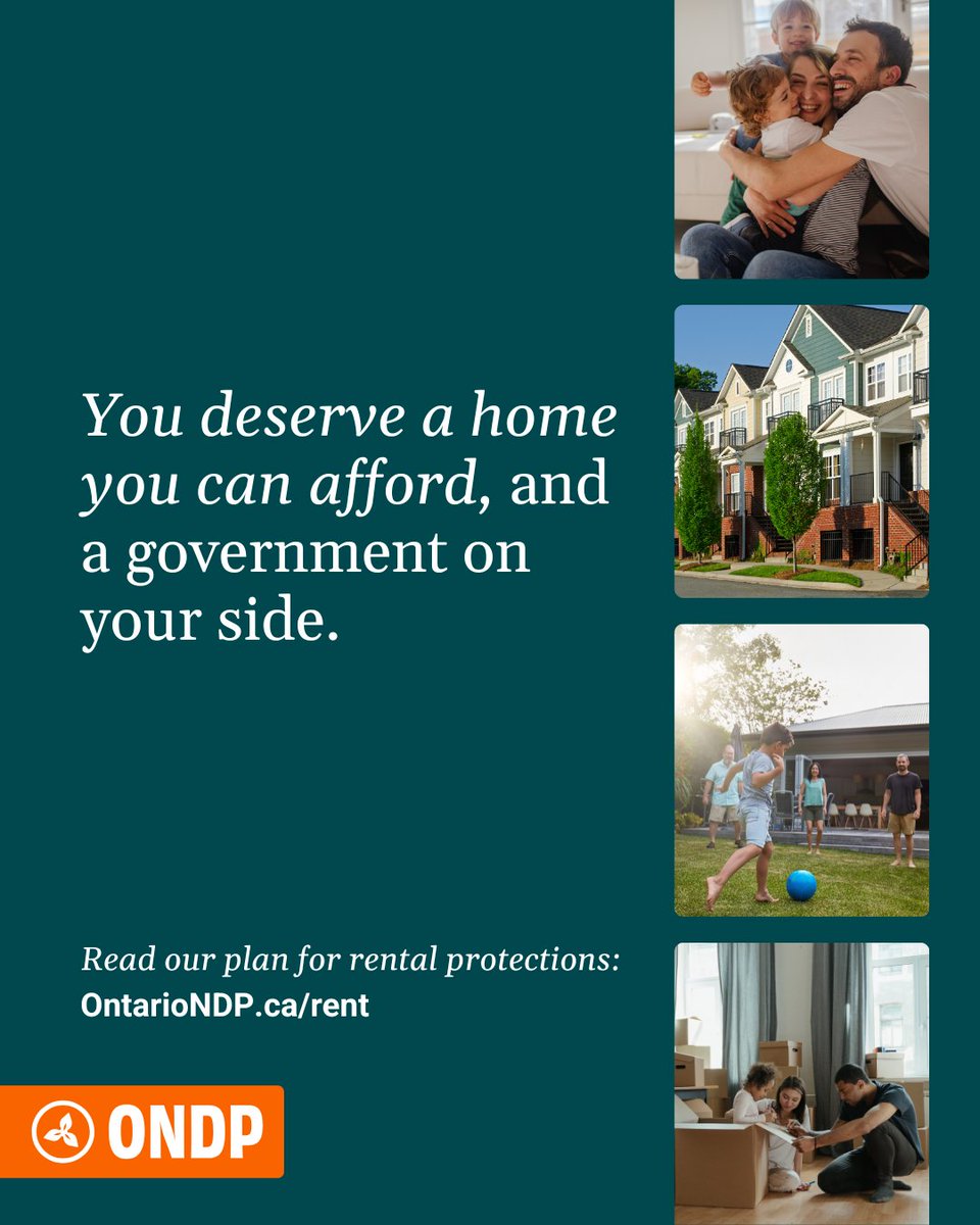 OntarioNDP's tweet photo. An Ontario NDP government on your side will support renters. Learn more about our plan to support renters and create lasting change: https://t.co/zHqPbf62YK https://t.co/Te305TszpS