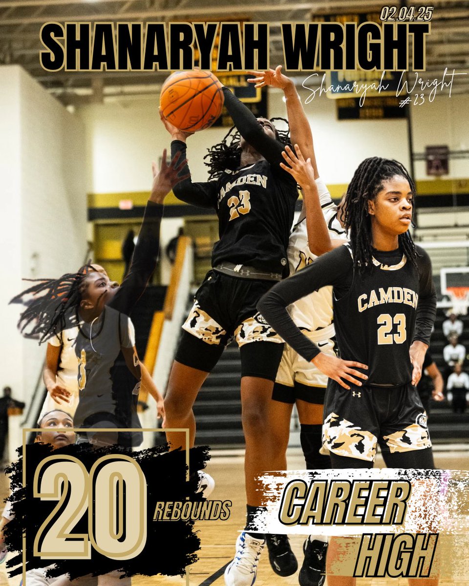CamdenGBB's tweet photo. Congratulations to Sophomore Shanaryah Wright on snagging a new career high 2️⃣0️⃣ rebounds on Feb. 4th vs Trinity Collegiate. @ShanaryahW https://t.co/6oopHiynls