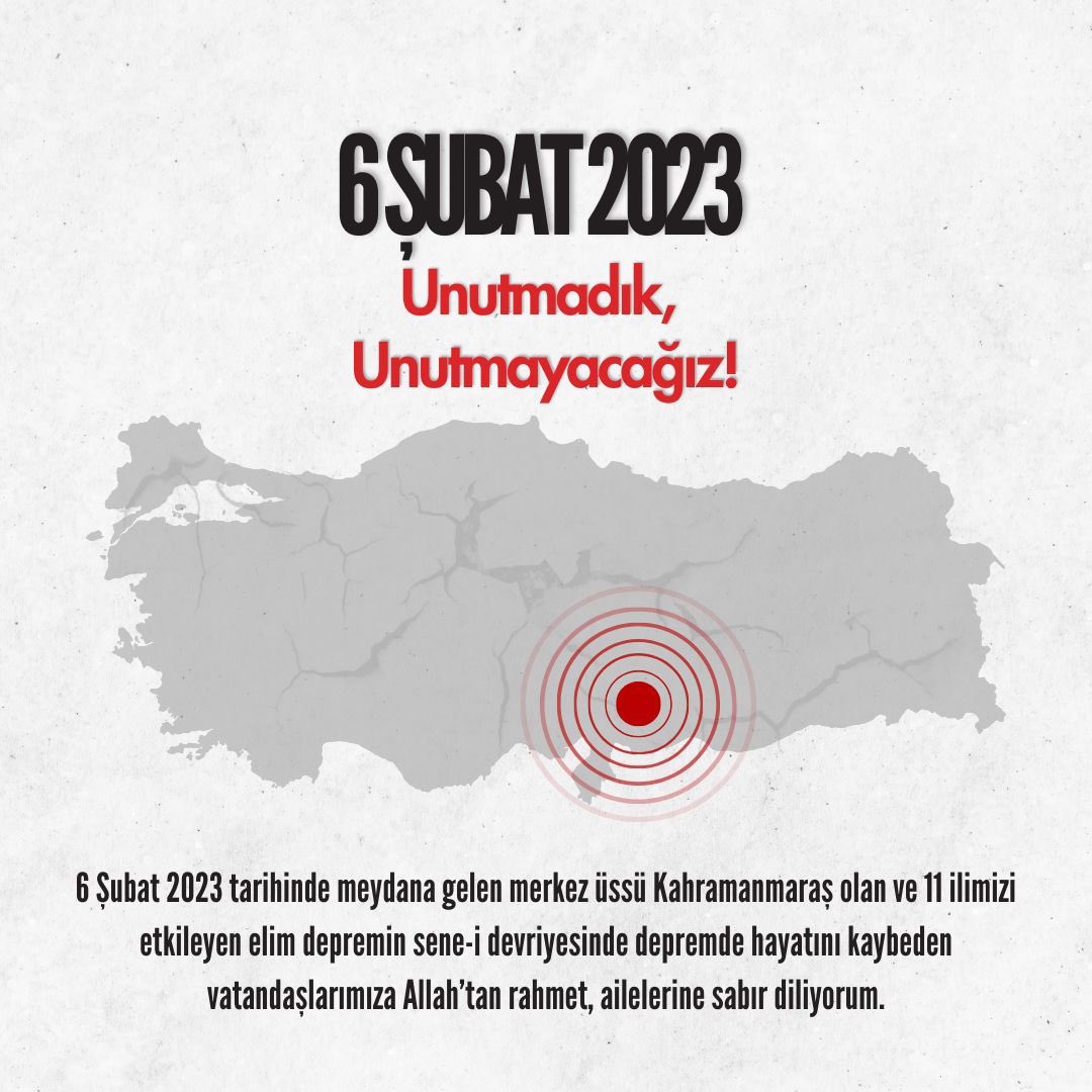 6 Şubat 2023 tarihinde yaşadığımız asrın felaketinin acısı halen yüreğimizde.

Böyle zor günlerde milletçe kenetlendiğimizde, nasıl yaralarımızı sardığımızı bir kez daha gördük. Her anına şahitlik ettiğimiz bu acı hafızalarımızdan silinmeyecek.