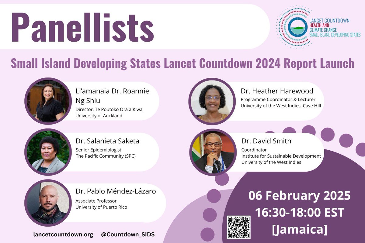 Lancet Countdown Small Island Developing States (@countdown_sids) on Twitter photo Join distinguished experts in exploring the latest <a href="/Countdown_SIDS/">Lancet Countdown Small Island Developing States</a> report findings at our virtual launch event – and send them your questions!
Our panel is starting now!
us06web.zoom.us/webinar/regist… Join distinguished experts in exploring the latest <a href="/Countdown_SIDS/">Lancet Countdown Small Island Developing States</a> report findings at our virtual launch event – and send them your questions!
Our panel is starting now!
us06web.zoom.us/webinar/regist…
