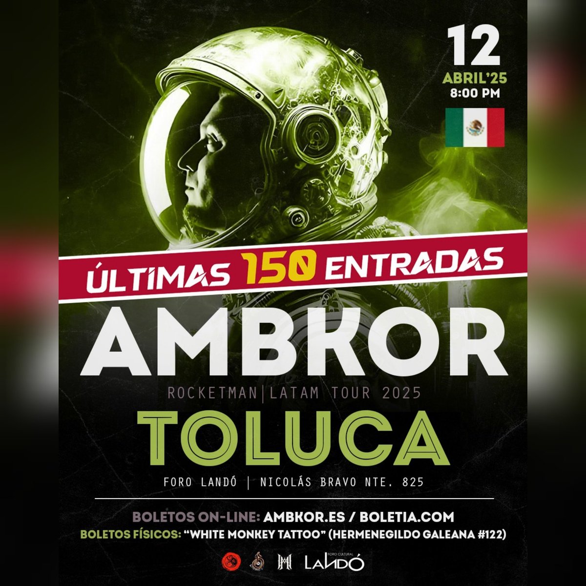 Familia de MÉXICO 🇲🇽 !!! El próximo 11 y 12 de abril nos vemos en PUEBLA (Foro Puebla) ÚLTIMOS 150 BOLETOS!! y TOLUCA (Foro Landó) ÚLTIMOS 150 BOLETOS!! 🎤 🎶🔥No te lo puedes perder!!! Prometo la noche más mágica del año!!! 🐺 💫❤️‍🔥 Tickets disponibles en ambkor.es