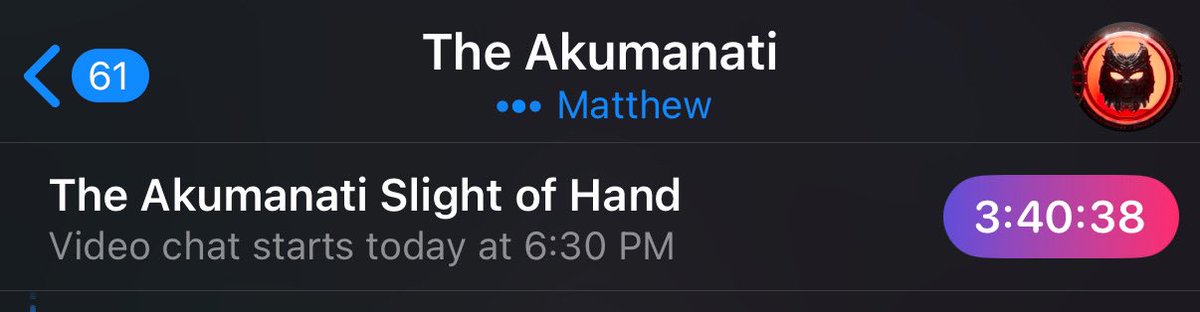 if you want the play, get in the chad chat at 6:30pm PST.

t.me/TheAkumanati