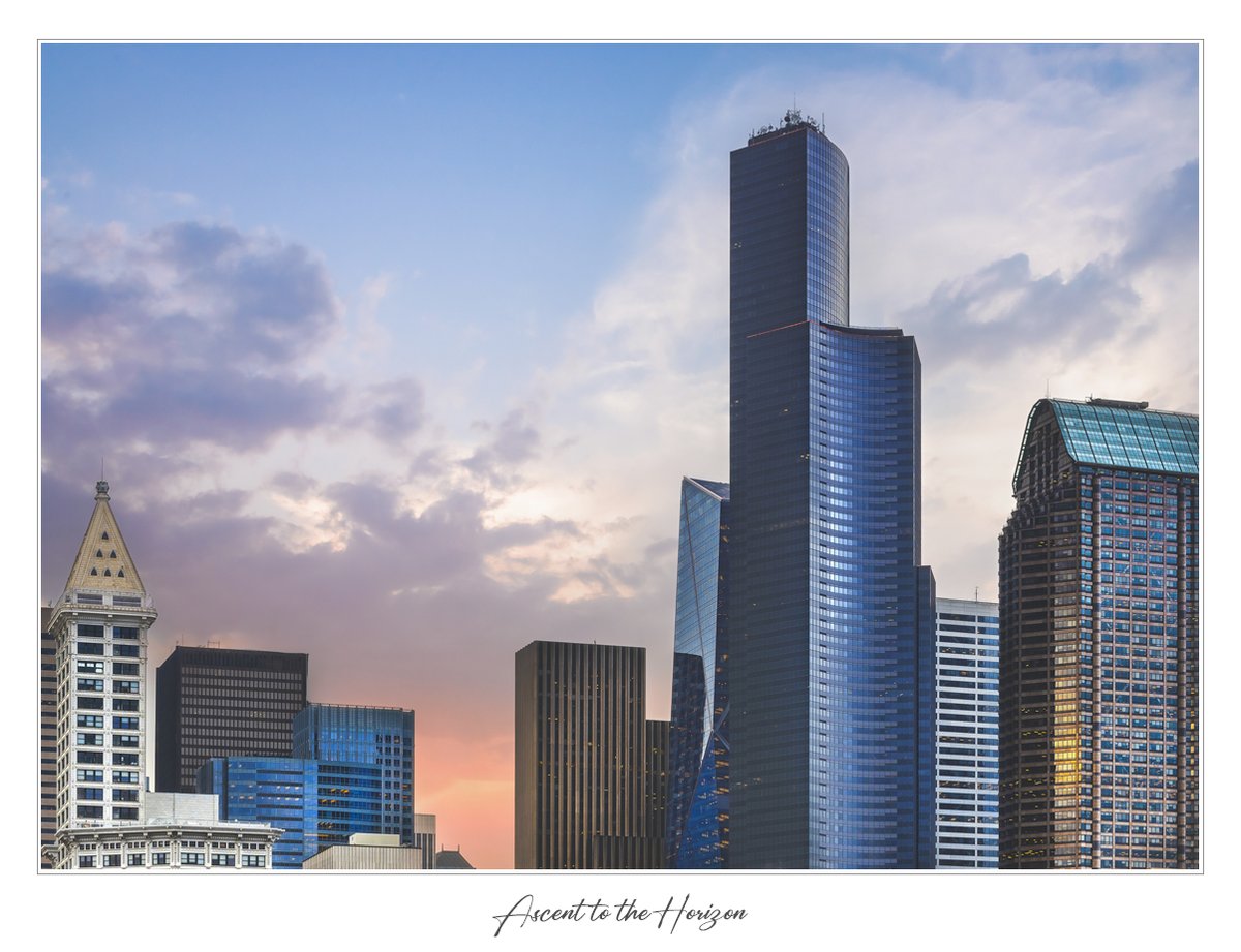 Ascent to the Horizon
A mere glimpse of these vibrant skyscrapers is necessary to comprehend the significance of light and shadow. Content is always important, but how it is portrayed gives its relevance to the entire scene.

#seattle #seattlearchitecture #art #photography