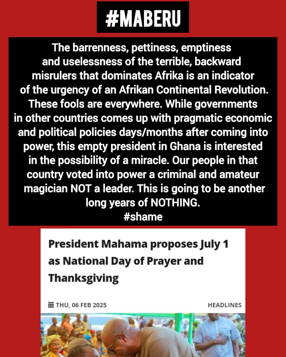 This is why Afrika is NOT progressing!
Forward! Afrikan Continental Revolution!
#holdtheline