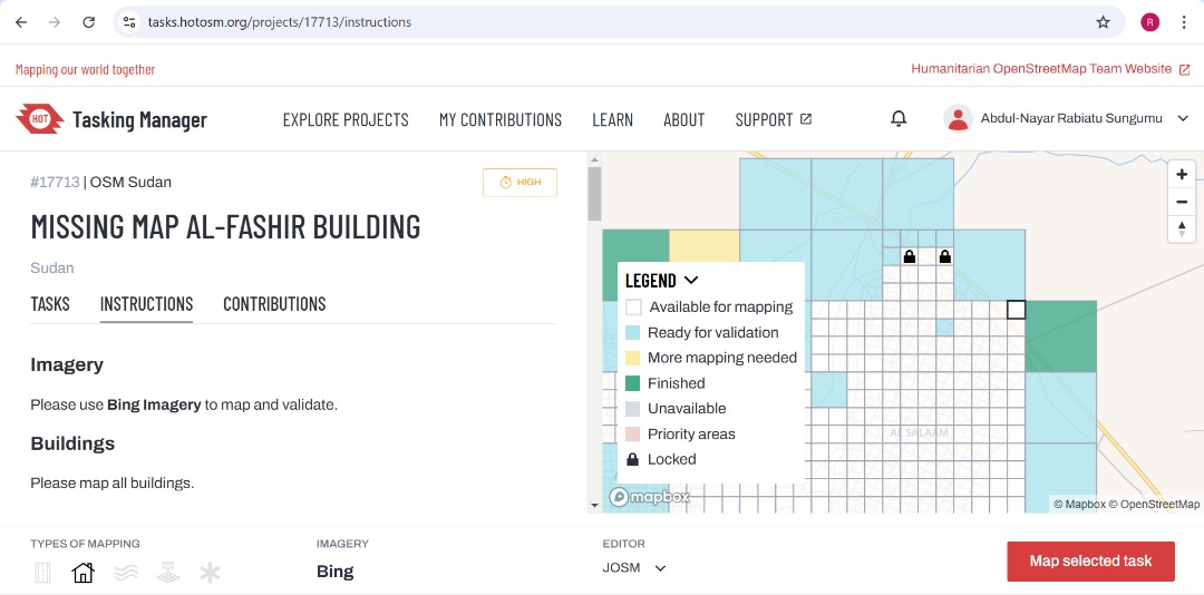 _Hijab_Girl1's tweet image. Day 6 of 28 days Mapping Challenge 
Today I joined an online session: Map Sudan Weekly Mapathon project and gained more mapping tips . Great to map some buildings in the task. @OSMGhana 
#28DaysMapping Challenge #OSM #MapWithLove #MapChallenge #28for28 #OSMGhana