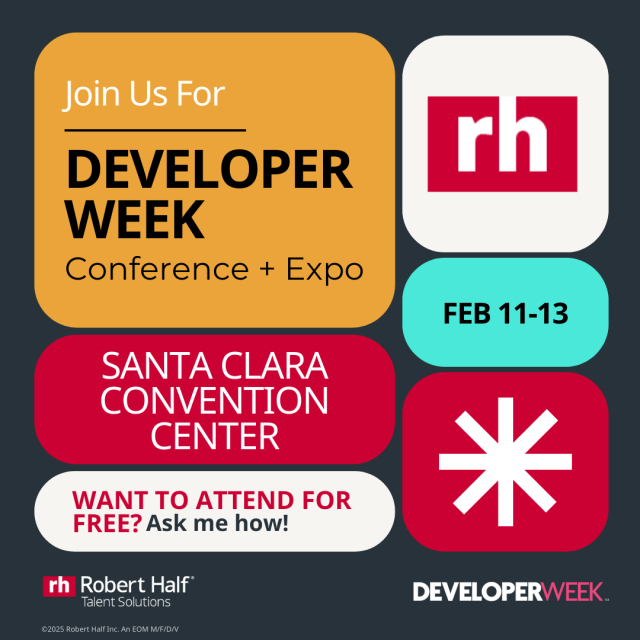 rlwalker9's tweet photo. Join @RobertHalf at the upcoming #DevWeek2025 Conference! This event features amazing keynotes and sessions, an expo, hackathon, community events, the DEVIE Awards, and SO much more. You won’t want to miss it! @DeveloperWeek https://t.co/j0m6x3qfJk https://t.co/L5xYy5IlL1