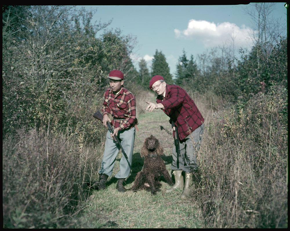 Paul Elson of St. Andrews, NB hunts with Syad Abu Bakar in New Brunswick. National Film Board, 1955.

Bakar was a technical officer of the Singapore Fisheries Department.