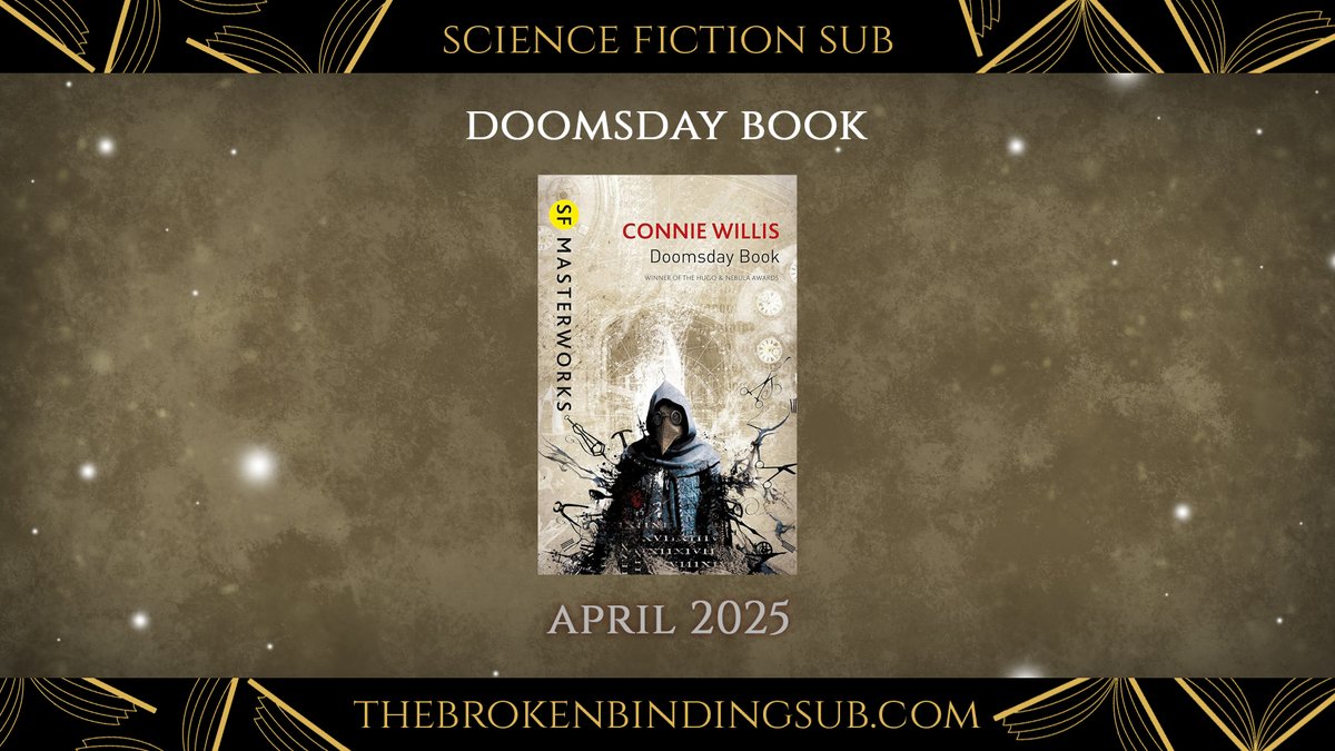 SUB REVEAL! 📢 

We are excited to reveal that the next title featured on our Sci-Fi Sub will be the Doomsday Book by Connie Willis! 

This standalone is a 1992 science fiction classic that has won both the Hugo and Nebula Awards, and was shortlisted for other awards. 💫