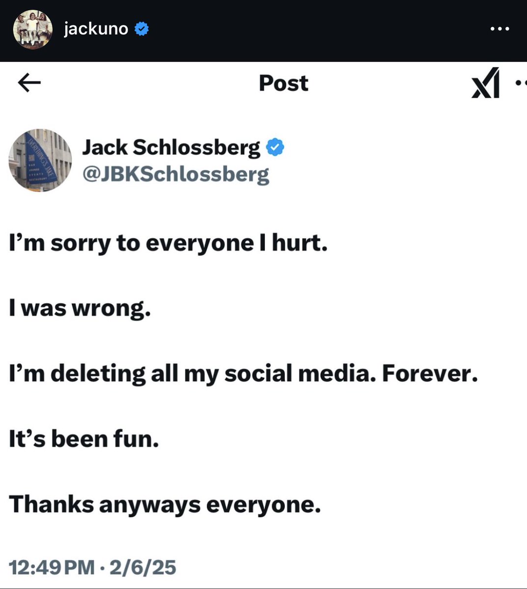 _uncle_gworl's tweet photo. 🚨 BREAKING: Jack Schlossberg (6’2”) has quit social media “forever.” 

Uncle Gworl just fell to his knees. https://t.co/80Mb4FuhIy