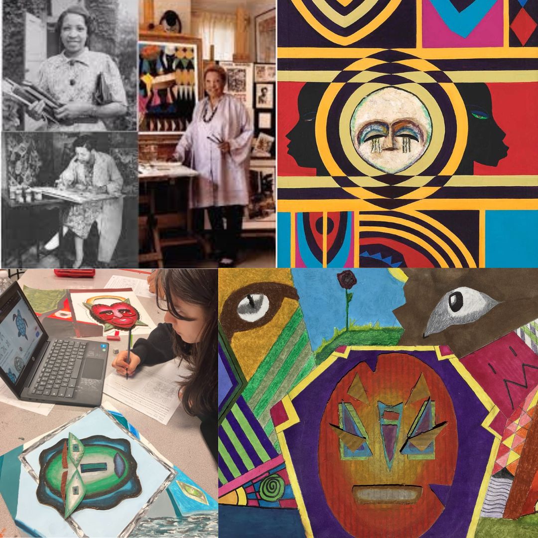 In honor of this year’s  #BlackHistoryMonth 2025 theme, African Americans &amp; The Arts, <a href="/TedPolkMS/">Ted Polk Middle School - CFBISD</a> students explore current BHM 21st century artists with fun projects. Art 1 students creating artworks inspired by Lois Mailou Jones. #pantherproud #cfbproud #CFBISD #polkfamily