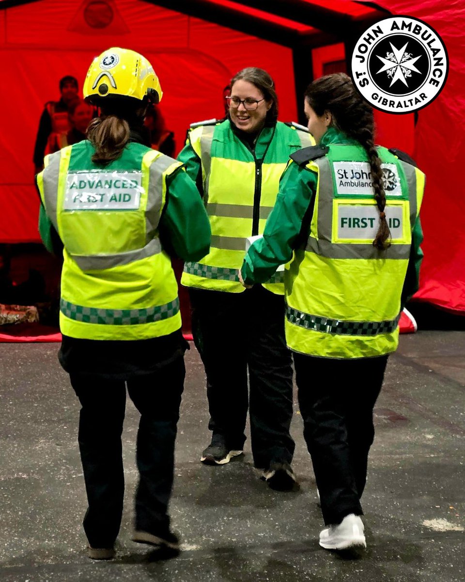 SJAGibraltar's tweet photo. Monday saw our team of volunteers once again taking part in a LIVEX. This time it was a multi-agency live exercise in the evening on the runway, to test the response to an airfield emergency 💚 https://t.co/XYA1hcG5jb