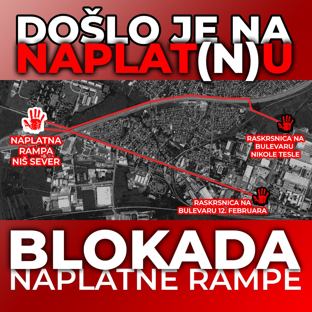 ngs_nis's tweet photo. Pozivamo vas da nam se pridružite u nedelju 09. februara 2025. na velikom protestu studenata na naplatnoj stanici “Niš - sever”! 🙌

Okupljanja su na 2 lokacije: 
1. Kružni tok kod „Jarbola“ u 11.30 časova
2. Raskrsnica posle Duvanske industrije u 11.30 časova

#niš https://t.co/U78FqQM836