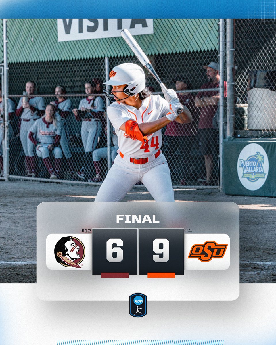 COWGIRLS GET THEIR FIRST W 🤠

No. 4 <a href="/cowgirlsb/">OSU Cowgirl Softball</a> defeats No. 12 Florida State 9-6! 

#NCAASoftball