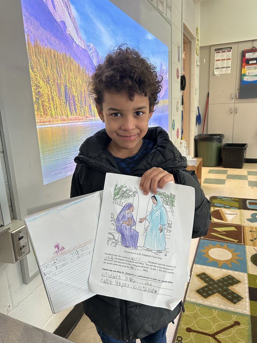 MsSTeacher1's tweet image. What a nice visit from one of the Eagles I had in my class last year. K came to show me how hard he has been working on his writing! A feel good moment for both of us 📚😊 @StElizabethOCSB
