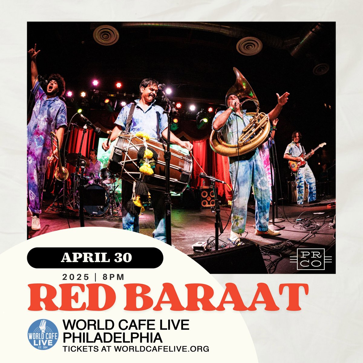 *On Sale Now* Dubbed “the best party band in years” by <a href="/NPR/">NPR</a> and led by dhol player Sunny Jain, <a href="/redbaraat/">Red Baraat</a>  blends hard driving North Indian bhangra with elements of hip-hop, jazz and raw punk energy in Philly on April 30th! 🥁 Get tickets: tinyurl.com/ytjyy4dw