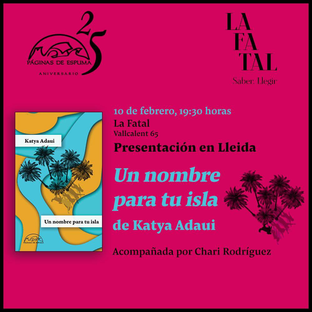 Atenció‼️

Aquest proper dilluns l’escriptora peruana <a href="/kadaui/">Katya Adaui</a>, finalista del ‘Premio Ribera del Duero de Narrativa Breve’, serà a <a href="/LaFatal_/">La Fatal</a>.

No us ho perdeu!