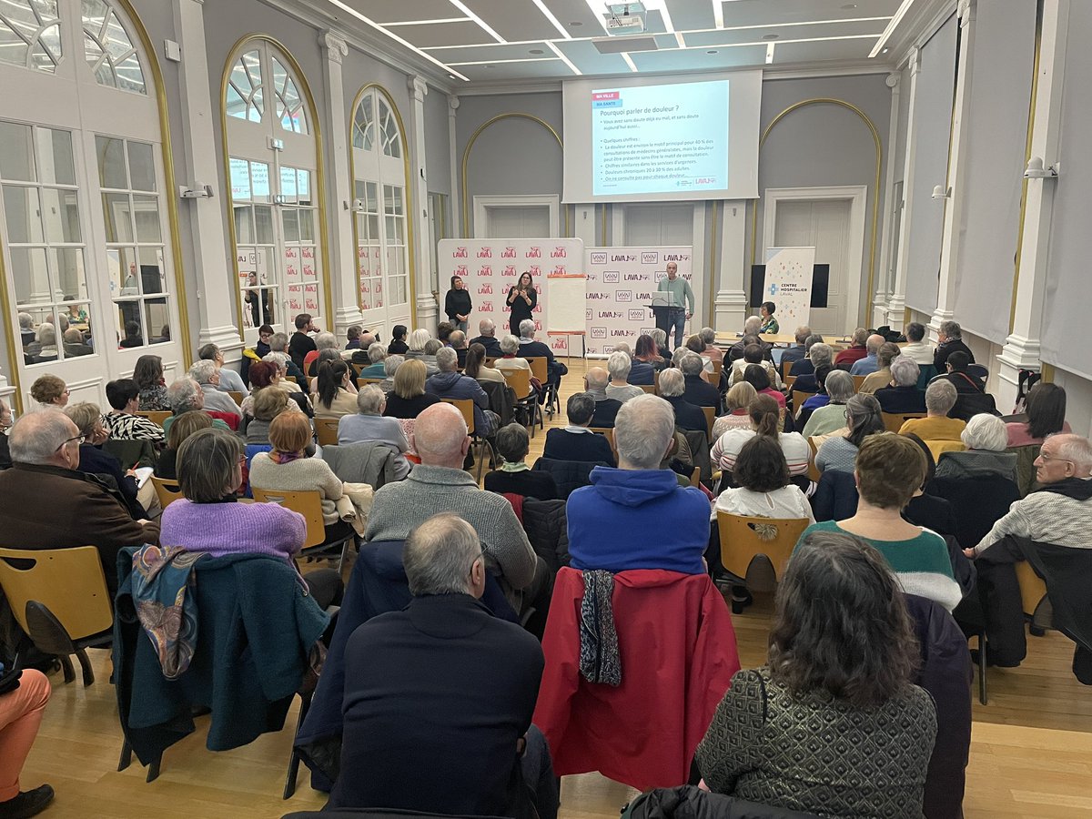 CHLaval53's tweet photo. Conférence Ma ville, ma santé sur la douleur. Merci aux dr Nicolas Escofier, pharmacien responsable de la commission douleur et Delphine Béasse, infirmière douleur au CH Laval pour leurs interventions  passionnantes 👍 https://t.co/nZej2V4mDg