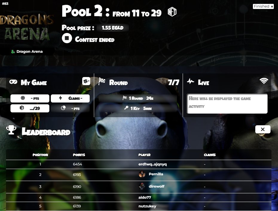 xAntsGame's tweet image. @PulsarMvX send 10000 BOD to 200 retweet

🚀 End of the #antsGame Dragon Arena contest! 🚀

A big thank you to @DragonsArena_io for trusting us to organize this contest!
Winners from the 3 pools shared 15 exclusive NFTs! A huge congratulations to everyone for this incredible