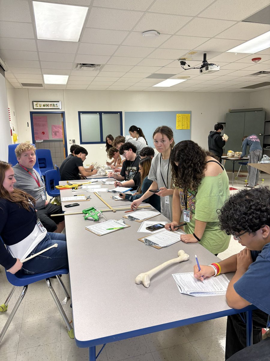 HHSCTE23's tweet photo. Students in Ms. Smith’s Forensic Science class are getting hands-on with forensic anthropology, analyzing bones to uncover clues and solve mysteries. https://t.co/VPeYwb9Mwl