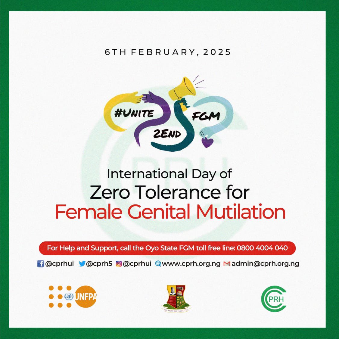 On this day our message is short, clear and precise “Let’s unite to End FGM - <a href="/AyodejiUzoma/">Uzoma Ayodeji</a>, <a href="/cprh5/">CCPRH</a> and <a href="/UNFPANigeria/">UNFPA Nigeria</a>