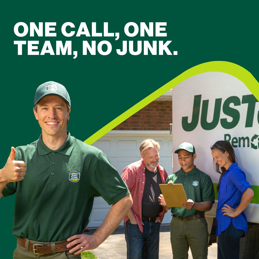 JUSTJUNKceo's tweet image. One call is all it takes! Our dedicated team at JUSTJUNK is ready to tackle your clutter. Experience stress-free junk removal today. 🖱 Book JUSTJUNK online: 1l.ink/3XSMF8H #JUSTJUNK #CreatingSpace #OneCall #Teamwork