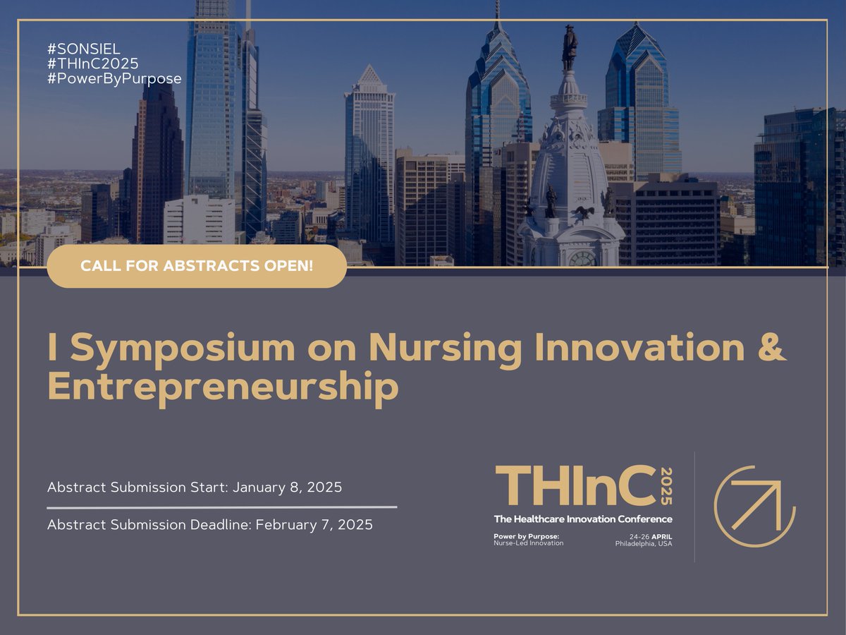 Do not miss the opportunity to present your research at the first-ever Symposium on Nursing Innovation &amp; Entrepreneurship at #THInC! Submit your abstract by TOMORROW and be part of the movement driving change in our field linktr.ee/sonsiel

#SONSIEL #PowerByPurpose #Nursing