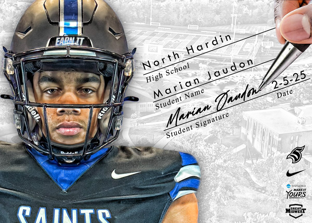 Thomas More Football (@tmu_football) on Twitter photo Welcome to Saints Nation!!
📱<a href="/MarianJaudon4/">Marian Jaudon ✝️</a>
🏫 North Hardin HS
🏈 <a href="/AthleticsNHHS/">NH Trojans</a>
#EarnIt ⚪️⚫️🔵™️ Welcome to Saints Nation!!
📱<a href="/MarianJaudon4/">Marian Jaudon ✝️</a>
🏫 North Hardin HS
🏈 <a href="/AthleticsNHHS/">NH Trojans</a>
#EarnIt ⚪️⚫️🔵™️