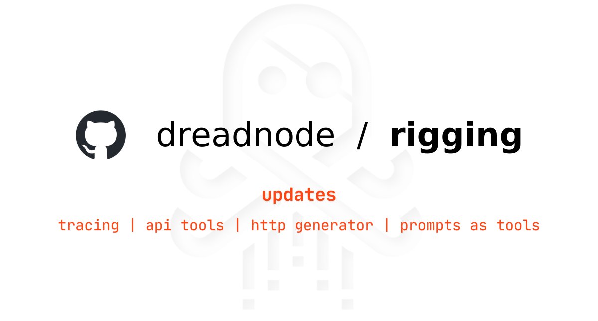 We made some recent updates to our Rigging framework:

🔥 Tracing: Get details about pipelines, prompts, and tools during Rigging use.

🛠️ API Tools: Pass any Python function to providers that support tooling calling.

💻 HTTP Generator: Turn any web endpoint into a chat model.