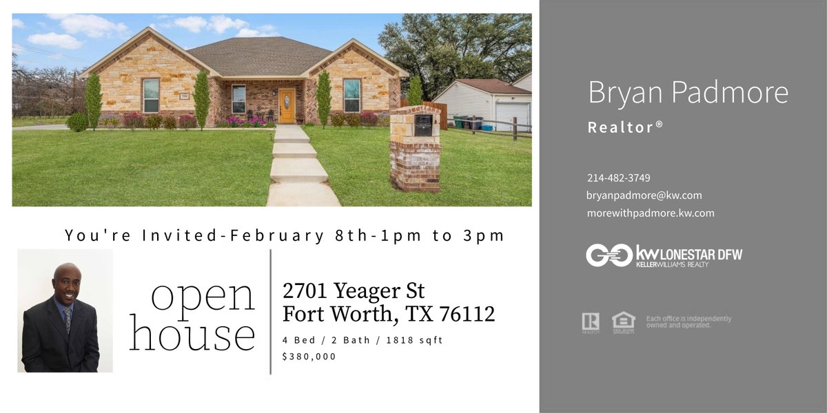 morewithpadmore's tweet photo. #openhouse #newhome #dfwrealestate #houseforsale #fortworthrealestate https://t.co/lqH12IIk23