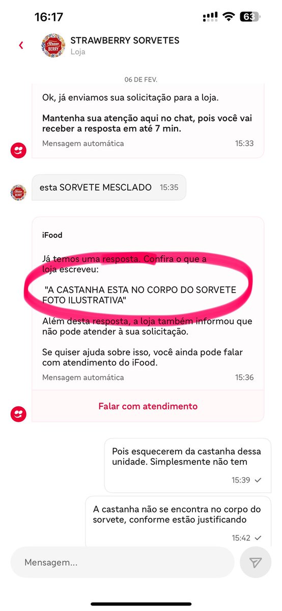 torcedordaloud's tweet photo. Não existe castanha em lugar nenhum. A loja se fez de doida, não aceitou o reembolso e nem trocar o pedido. O @iFood fez que ia resolver algo, mas também não ajudou. https://t.co/TVdcZOuwlr