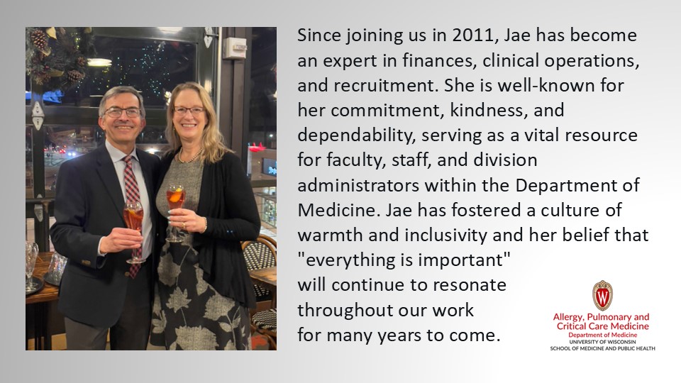 The APCC division wishes Jae Werndli all the best as she retires as our division administrator!