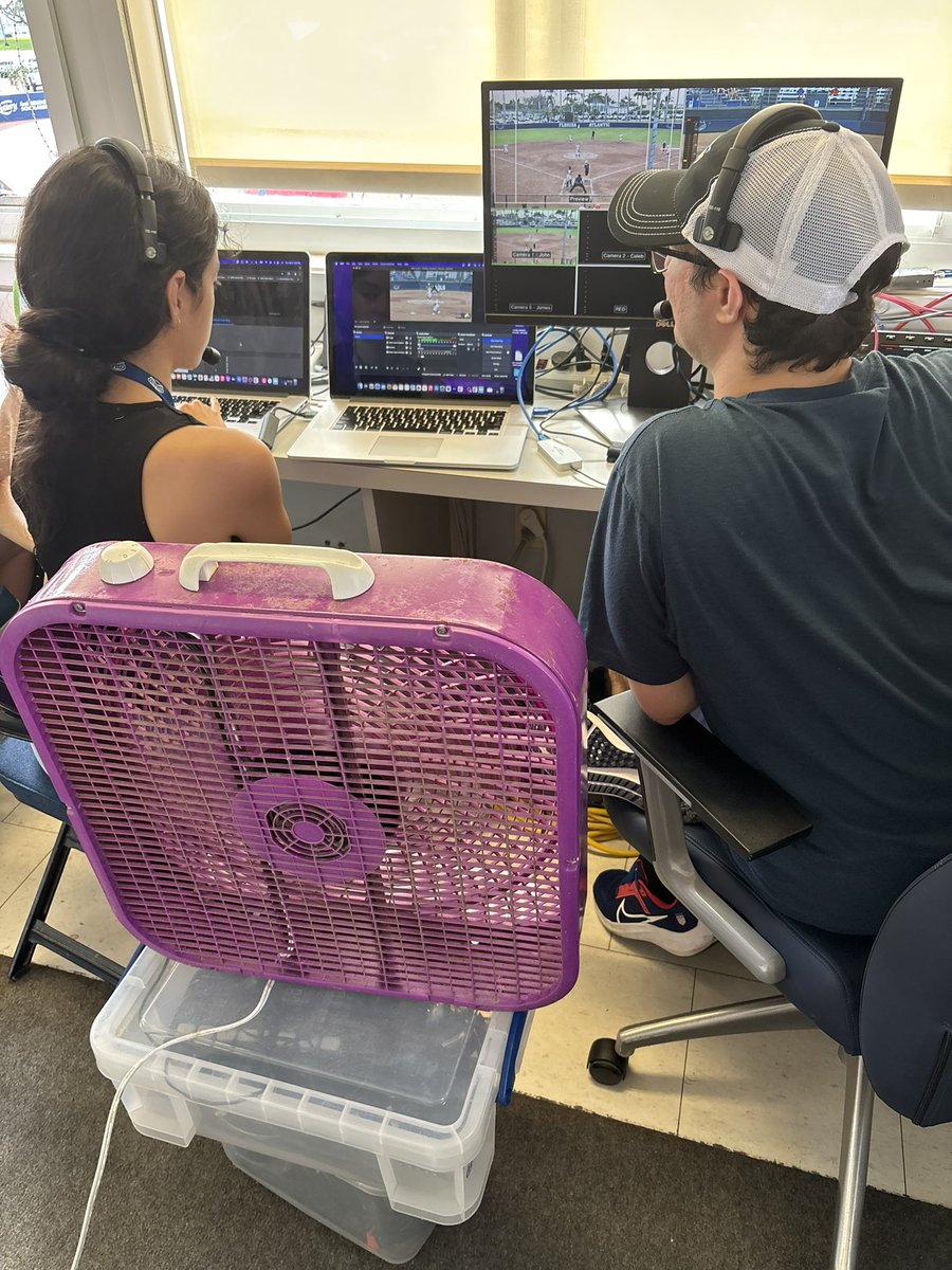 85 degrees in the press box is not ideal for laptops so we improvise..