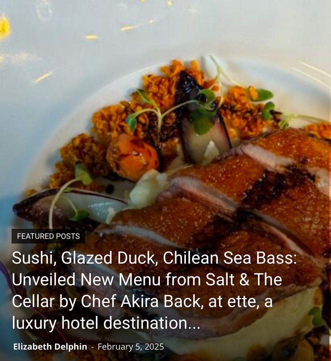 DailyOvation's tweet image. Sushi, Glazed Duck, Chilean Sea Bass 
😍 🍣 🐠 
 @saltandthecellar  new menu @chefakiraback @ettehotel near Walt Disney World Resort 

full article DailyOvation.com  

#michelinguide #michelinrestaurant #michelinchef #chefakiraback #waltdisneyworld #finedining #cheflife