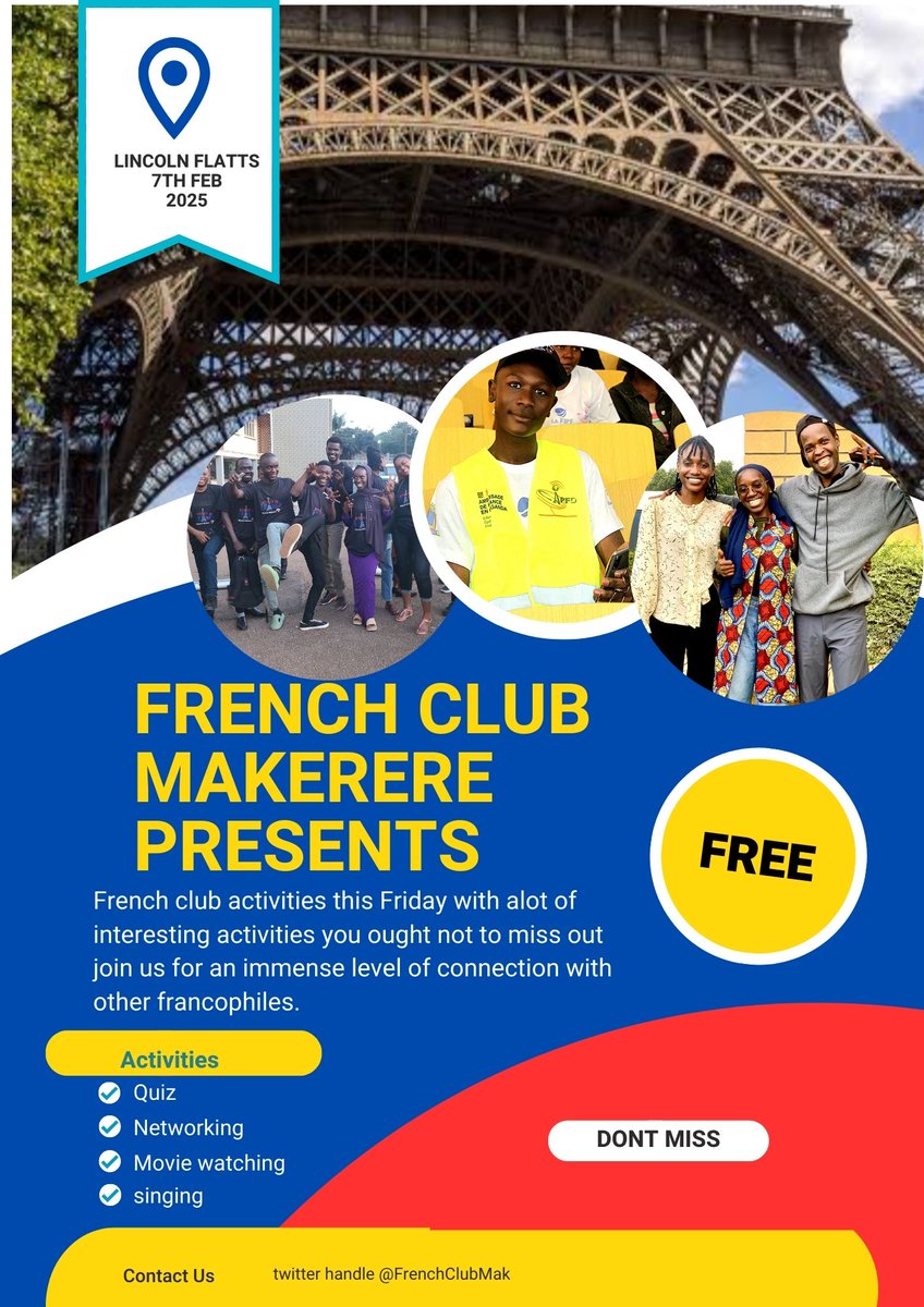 don't miss out the amazing 
chance to meet and share with fellow froncophiles in uganda