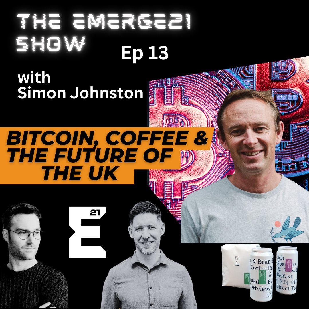 Emerge_21's tweet photo. 🚀 New Episode Alert! 🎙️ with @hodleye & @ChrisMc_L 

Bitcoin is transforming business, and in Ep. 13 of The Emerge21 Show, we chat with or guest @sijohnston  from Root & Branch Coffee & NIBitcoin. on:

⚡ Bitcoin for global trade & fair payments
☕ Cutting out middlemen in the coffee industry
📈 Bitcoin pensions for employees
🏴‍☠️ The rise of decentralisation in finance
A must-listen for entrepreneurs & Bitcoiners! 🎧👇
🔗 Watch Now: https://t.co/rA3GKPItdt
#Bitcoin #Emerge21 #BitcoinBusiness #Decentralization #FinancialFreedom