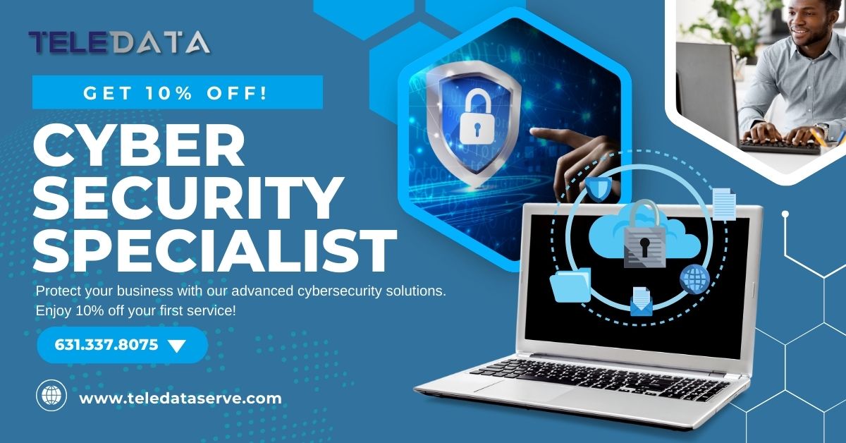 Teledataserve1's tweet image. 🛡️ Protect your data with expert Cyber Security solutions! 🔒 The first 15 applicants or DMs get 10% OFF. Don't wait, safeguard your information today! Call (631) 337-8075 or visit teledataserve.com #CyberSecurity #DataProtection #Save10