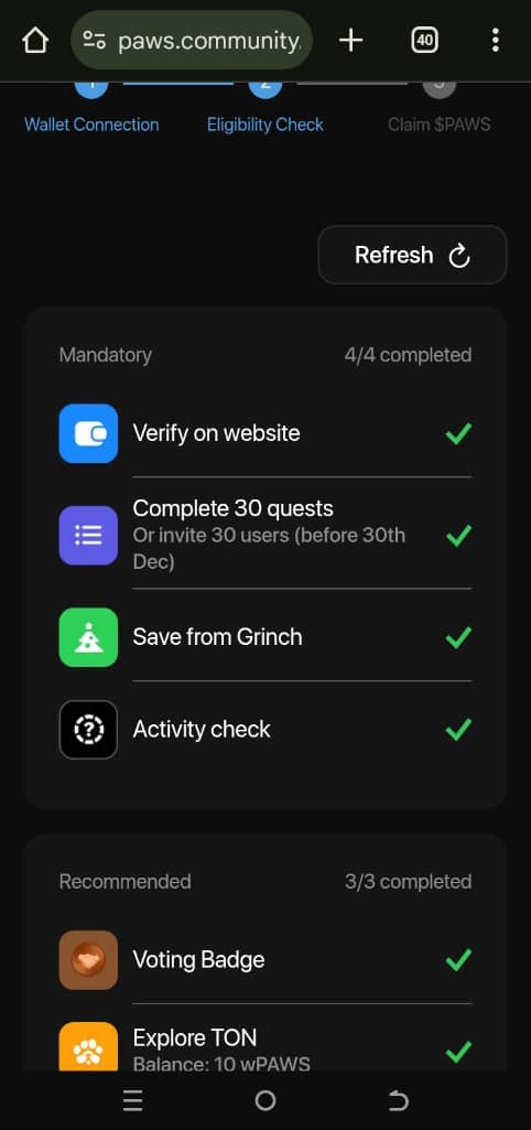 Breaking news 🔥🔥🔥

PAWS ACTIVITY CHECK IS OVER ✅

Now head over to your Browser to check yours