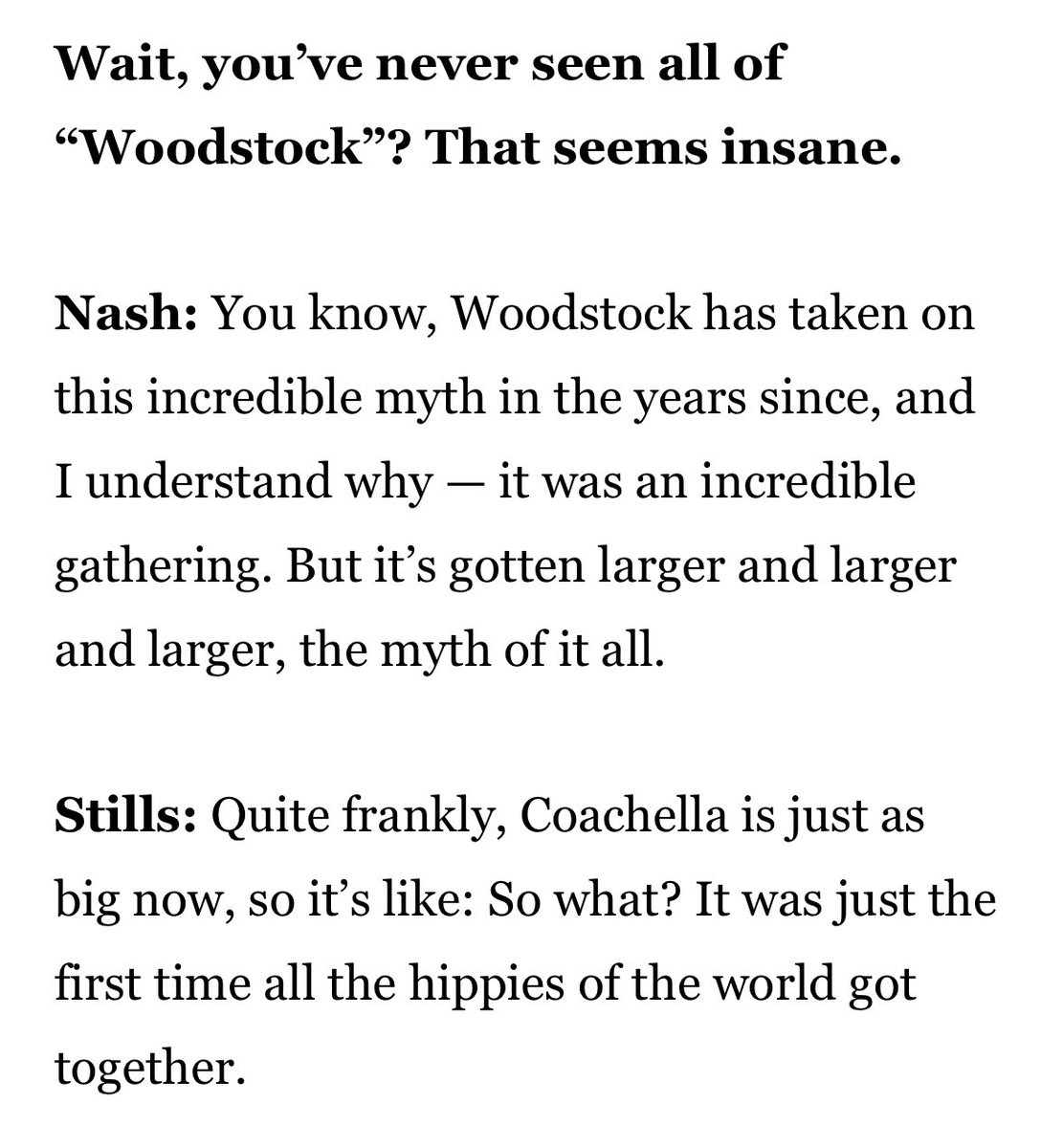 talked w stephen stills &amp; graham nash

tl;dr = woodstock? meh

latimes.com/entertainment-…