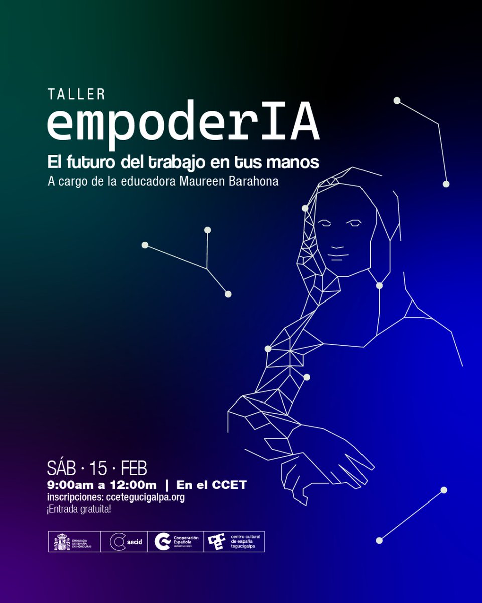 evilmona's tweet image. "Lo único imposible es aquello que no intentas. "
"empoderIA" es una guia para poder empezar a usar la IA como herramienta que te ayude a emprender o en automatizar tareas de tu vida.
Ayudame a compartir con alguien
inscripciones
ccetegucigalpa.org/evento/taller-…