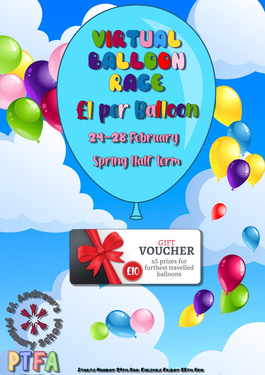 Don't forget to send in your £1 for the @5tAndrews balloon race.
🎈🎈🎈🎈🎈🎈🎈🎈