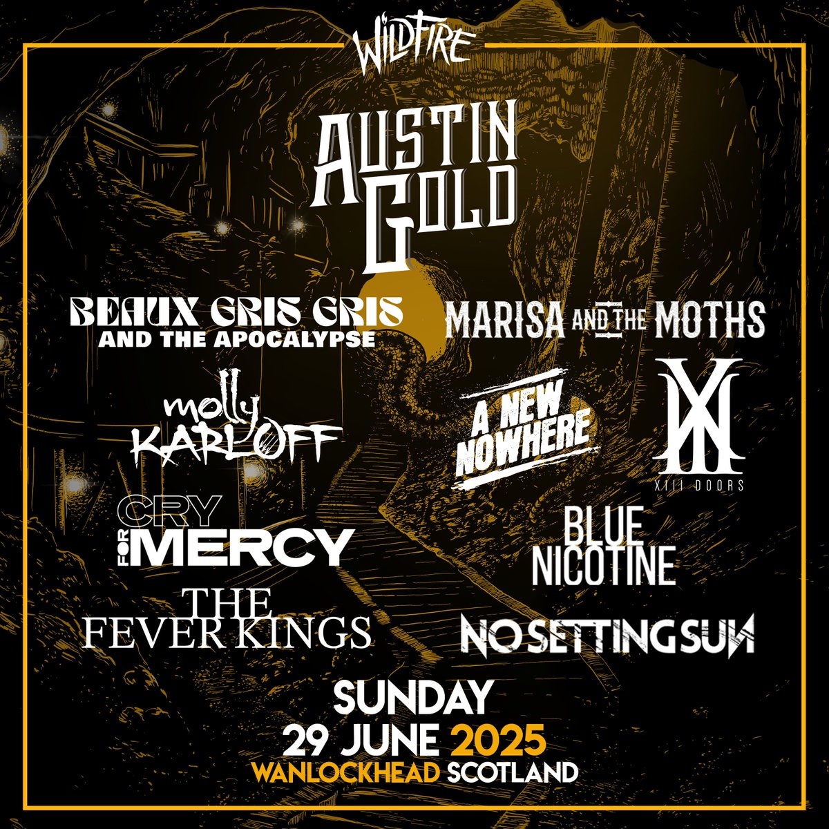 WILDFIRE (@wildfirefestuk) on Twitter photo And so to Sunday. <a href="/AustinGold_band/">Austin Gold</a> <a href="/BeauxGrisGris/">𝙱𝚎𝚊𝚞𝚡 𝙶𝚛𝚒𝚜 𝙶𝚛𝚒𝚜</a> <a href="/Marisa_Moths/">Marisa And The Moths</a> <a href="/XIIIDOORS/">XIII Doors</a> <a href="/mollykarloff/">mollykarloff</a> <a href="/CryForMercy3/">Cry For Mercy</a> <a href="/ANewNowhere/">A New Nowhere</a> <a href="/TheFeverKings/">The Fever Kings</a> <a href="/bluenicotine_/">bluenicotine</a> <a href="/NoSettingSun/">No Setting Sun</a> #wildfire2025 #rockerswithaltitude And so to Sunday. <a href="/AustinGold_band/">Austin Gold</a> <a href="/BeauxGrisGris/">𝙱𝚎𝚊𝚞𝚡 𝙶𝚛𝚒𝚜 𝙶𝚛𝚒𝚜</a> <a href="/Marisa_Moths/">Marisa And The Moths</a> <a href="/XIIIDOORS/">XIII Doors</a> <a href="/mollykarloff/">mollykarloff</a> <a href="/CryForMercy3/">Cry For Mercy</a> <a href="/ANewNowhere/">A New Nowhere</a> <a href="/TheFeverKings/">The Fever Kings</a> <a href="/bluenicotine_/">bluenicotine</a> <a href="/NoSettingSun/">No Setting Sun</a> #wildfire2025 #rockerswithaltitude