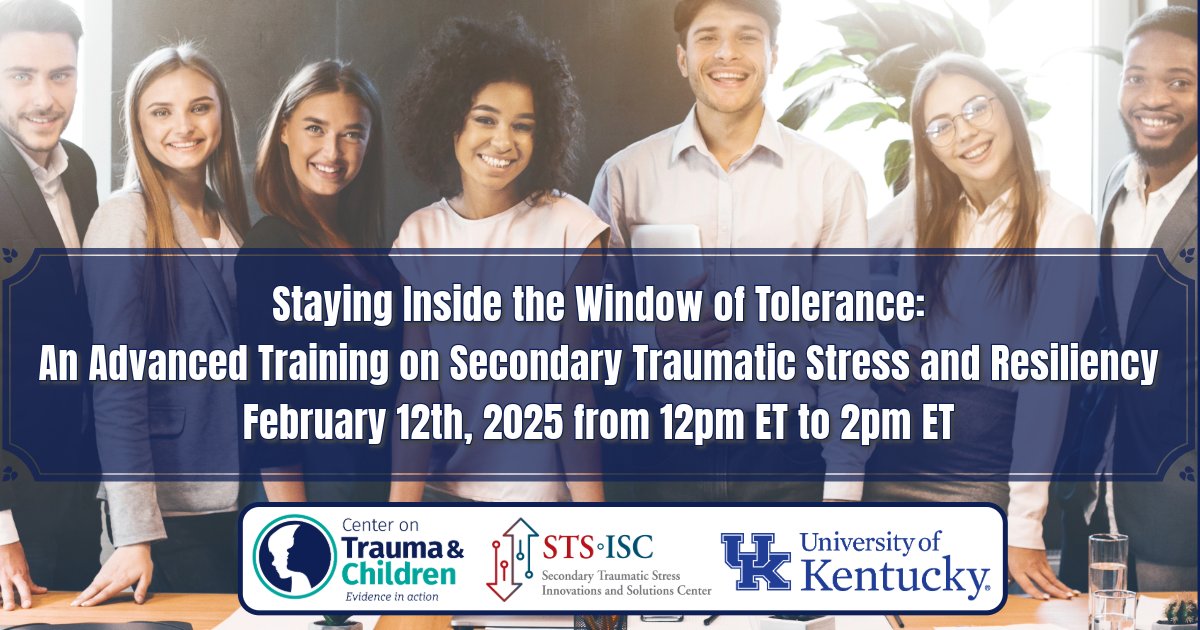 Attention professionals exposed to trauma, and indirect trauma! Register for this free, online training! #UKCTAC

More information and registration: loom.ly/9wCIG_I