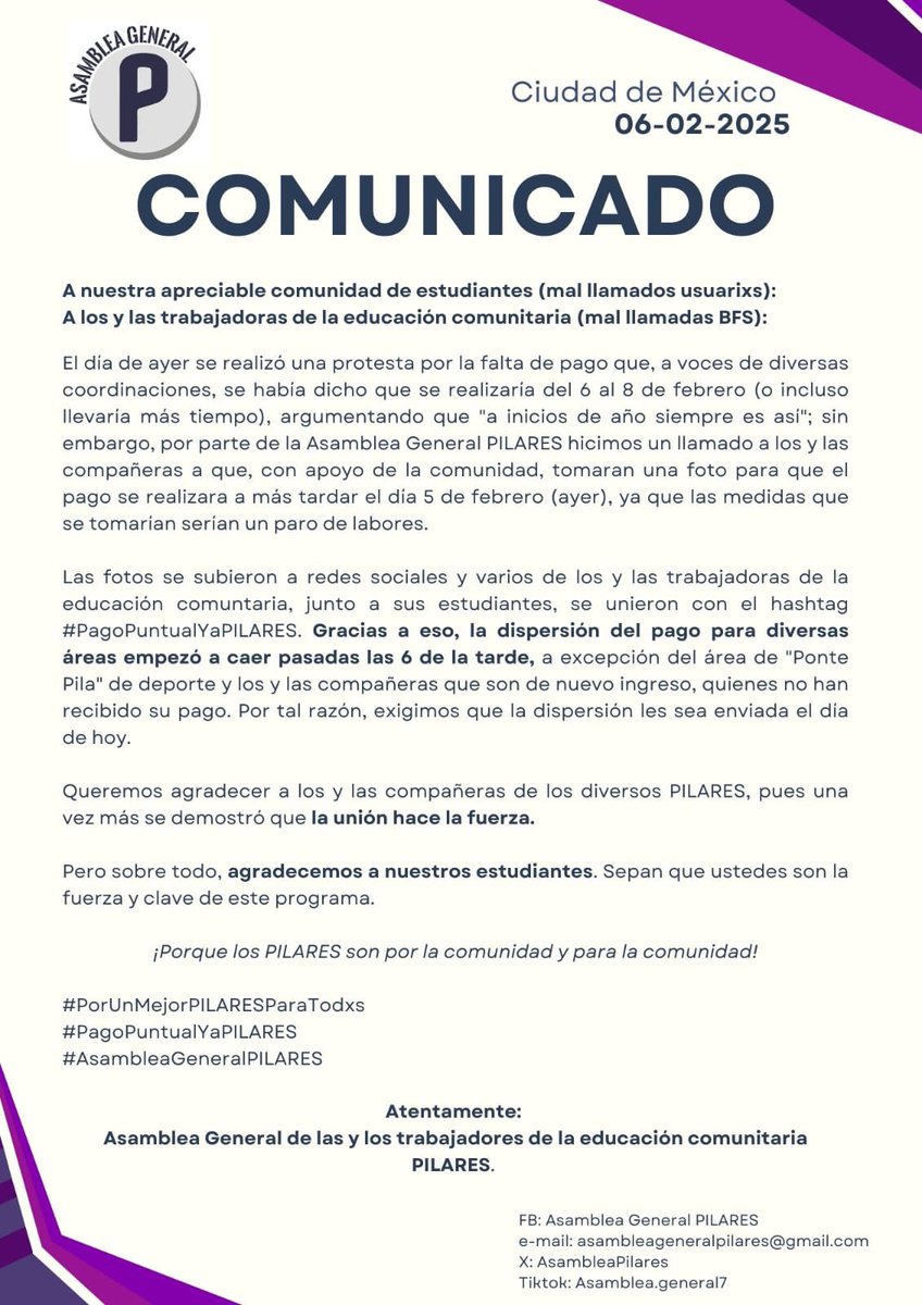 AsambleaPilares's tweet photo. Gracias a todas las personas que se unieron en esta protesta, compañeros y compañeras. 
Sigamos uniendo fuerzas por un mejor PILARES para todxs. 🙌🏾 https://t.co/7GuLQfct43