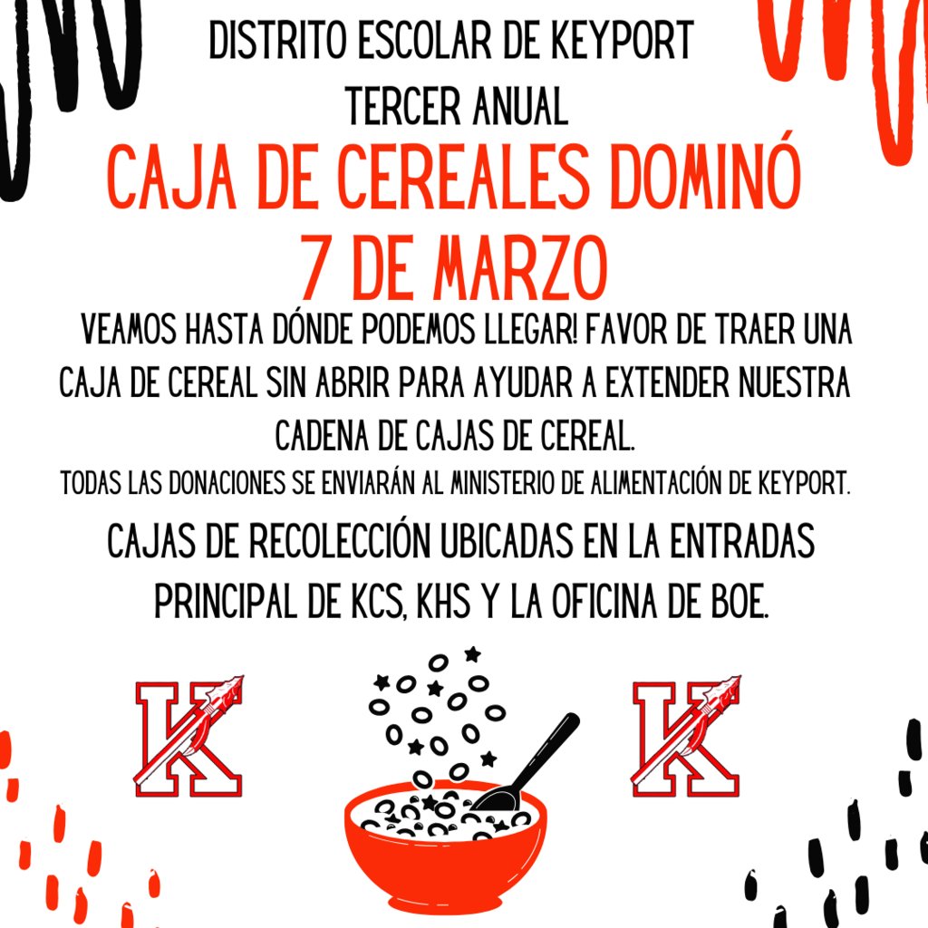 The Cereal Box Domino Challenge is on!!! Bring in those cereal boxes to meet our goal
Estamos aceptando donaciones de cereal!