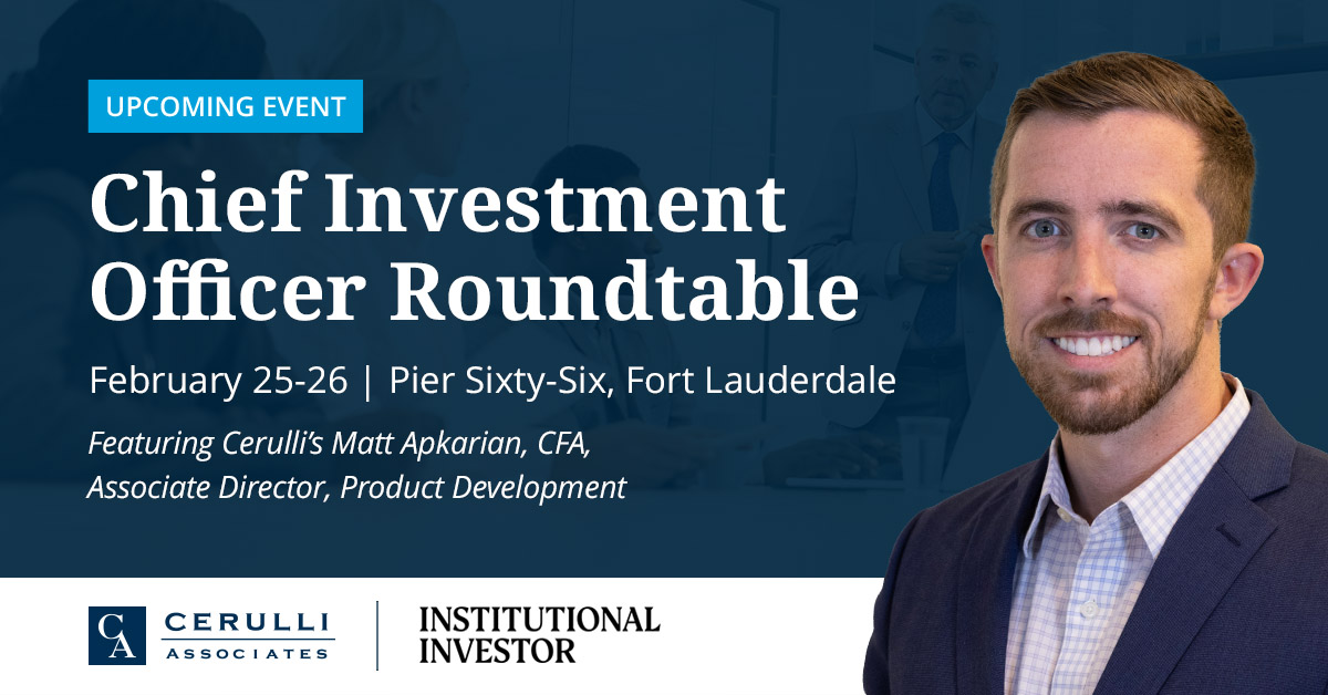 Join us at the CIO Roundtable on February 26 at 8:30 a.m. ET for “My Shiniest New Toy: Investment Product Edition,” moderated by <a href="/MattAtCerulli/">Matt Apkarian, CFA</a>. This discussion will focus on emerging trends that are shaping #investment product development and more. cerulli.com/events/institu… <a href="/iimag/">Institutional Investor</a>