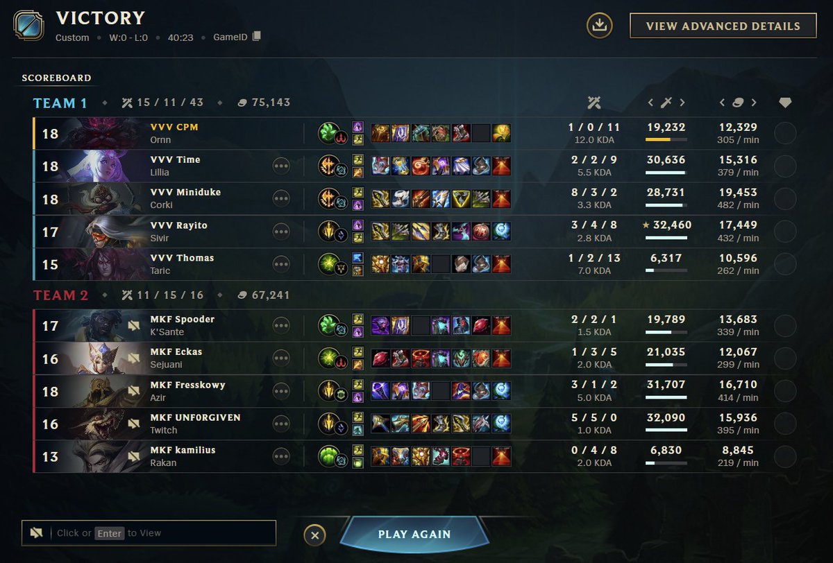 We won the first round of the Swiss Stage in Superliga 🇪🇸 against <a href="/MovistarKOILoL/">Movistar KOI League of Legends</a>! Now we're just one Best of 3 away from playoffs. 

After 8 consecutive bans in the last 8 games, I finally got to play Ornn 😭

Thank you all for the support!