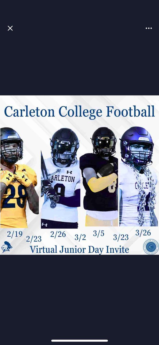 George Chaput (@chaput_george) on Twitter photo Thank you <a href="/CoachJournell/">Tom Journell</a> for inviting me to the virtual junior visit! <a href="/ttherzog/">Coach Trent Herzog</a> #carletonfootball Thank you <a href="/CoachJournell/">Tom Journell</a> for inviting me to the virtual junior visit! <a href="/ttherzog/">Coach Trent Herzog</a> #carletonfootball