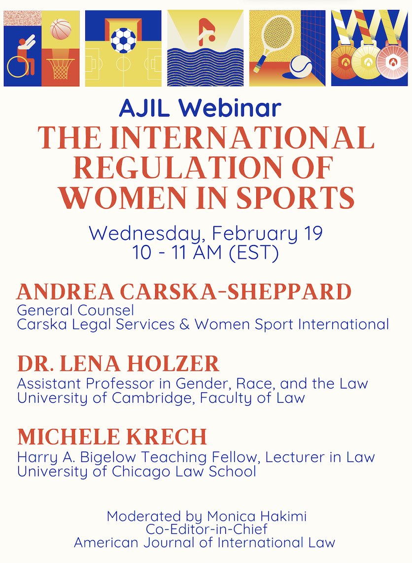 Join top scholars and practitioners in discussing the challenges women in sport face and how the int'l law community should respond. Register here: cambridge.org/core/journals/…